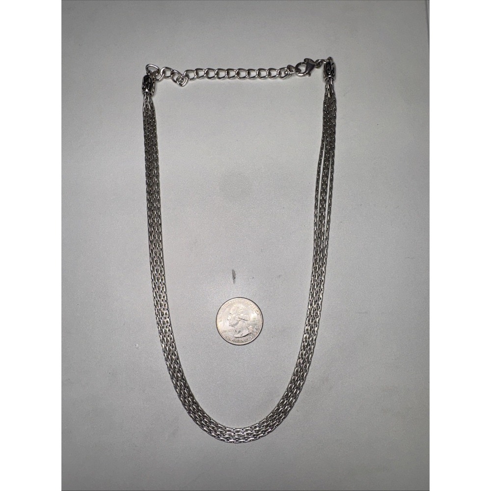 Premier Designs Silvertone 4 Strand Layered Chain Necklace Adjustable 17"